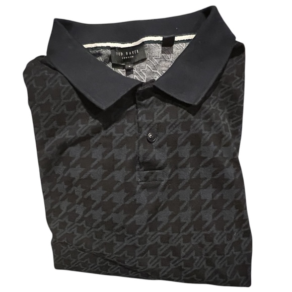 Ted Baker Blue Gaelic Cotton Gradient Houndstooth Polo Size 6 (XXL) - Picture 2 of 8